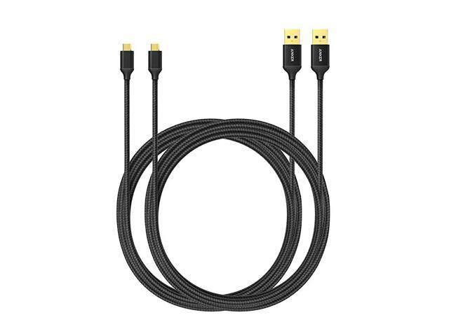 2Pack 6ft Nylon Braided TangleFree Micro USB Cable with GoldPlated Connectors for Android Samsung HTC Nokia Sony and More Black
