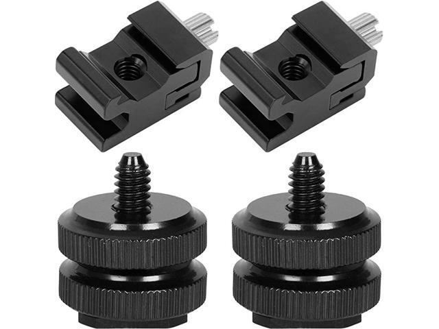 Camera Hot Shoe Mount Adapter Flash Shoe Mount to 1420 Tripod Screw Adapter 2X Hot Shoe Adapter + 2X Cold Shoe Adapter Combo Pack 4 Pack