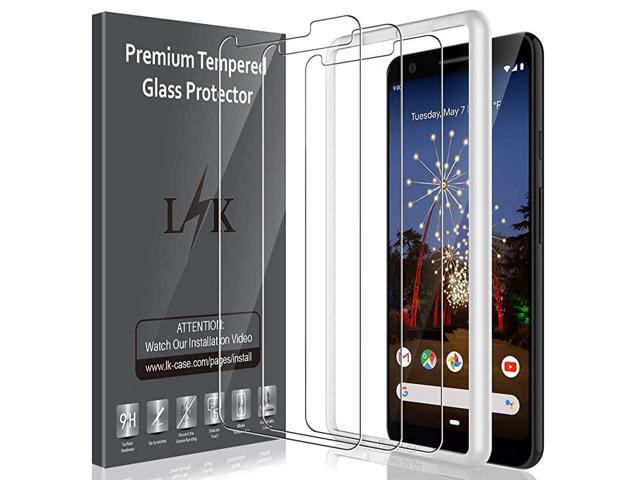 3 Pack Screen Protector Compatible with Google Pixel 3a Tempered Glass HD Transparent Easy Frame Installation Case Friendly