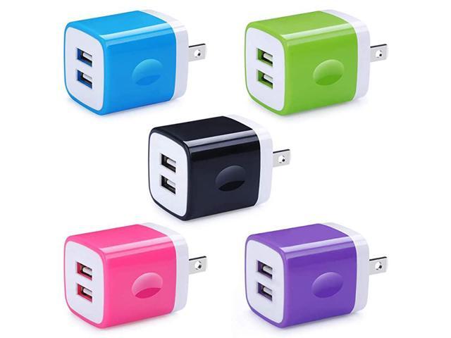 5 Pack USB Charger Wall Plug Dual Port 21A USB Phone Charger Adapter Block Box Replacement Fast Charging Plug Compatible for iPhone Xs iPad