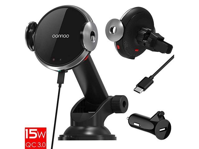 Fast Wireless Car Charger Mount - Qi Wireless Charging Car Mount with Infrared Auto-Clamping Windshield/Air Vent Phone Holder Quick Charging for