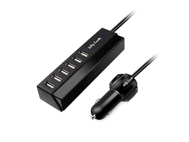 Car Charger Adapter 6 USB Multi Ports Car Charger 65W Rapid Car Charger with Smart Identification for Cell Phones Tablets and Other USB Devices