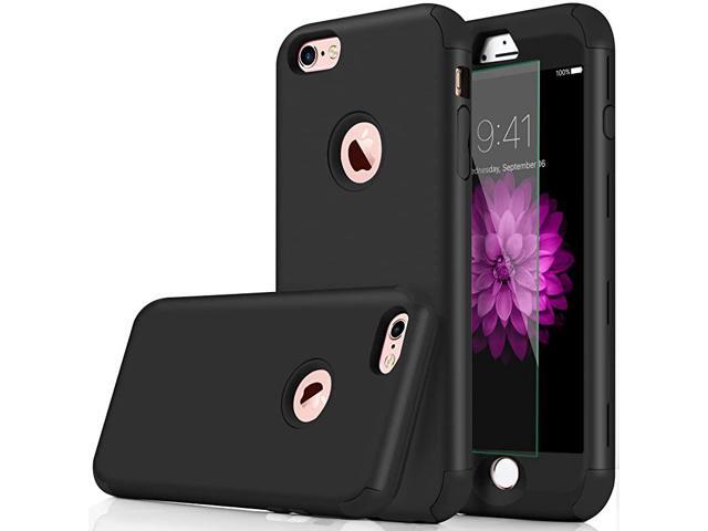 Compatible with iPhone 6 Case 3in1 Shockproof ScratchResistant Armor Protective Cover Easy Grip Design with Tempered Glass Screen Protector for