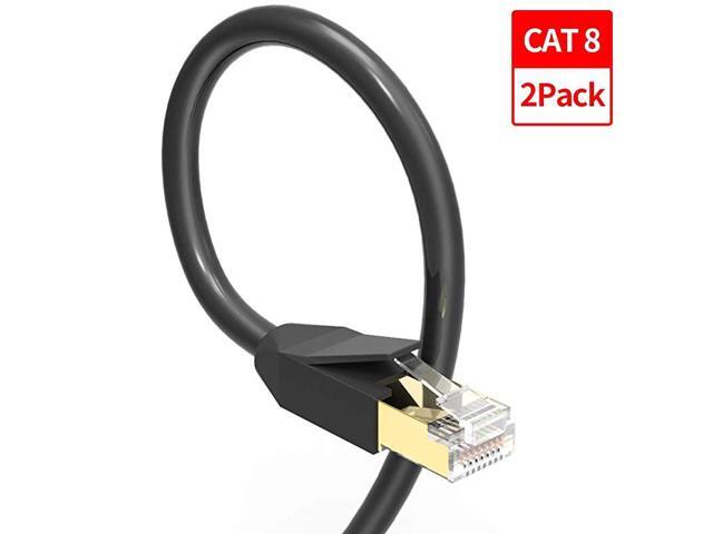Ethernet Cable 50 ft CAT 8 Internet Network Cord High Speed SSTP LAN Cables with Gold Plated RJ45 Connector for Router Modem POE Gaming Xbox Black