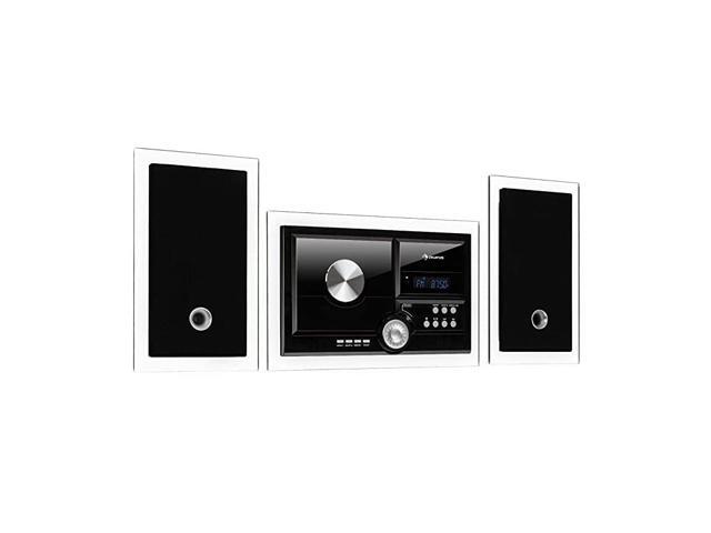 Stereosonic Microsystem Stereo System Micro System 2 Stereo Speakers FrontLoading CD Player FM Tuner Bluetooth USB Port Incl Remote Control Black