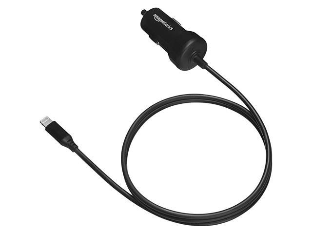 Straight Cable Lightning Car Charger 5V 12W 3 Foot Black