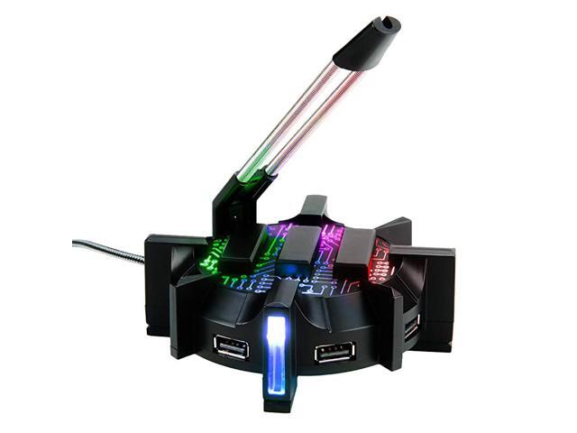 Pro Gaming Mouse Bungee Cable Holder with 4 Port USB Hub 7 LED Color Modes with RGB Lighting Wire Cord Management Support for Improved Accuracy