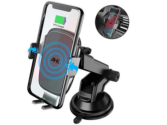 Wireless Car Charger Mount Auto-Clamping Qi 10W/75W Fast Charging 5W Car Mount Windshield Dashboard Air Vent Phone Holder Compatible with iPhone