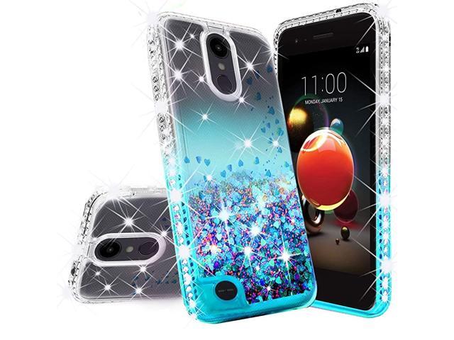 Cute Liquid Glitter Phone Case Compatible for LG Stylo 4Stylo 4 Plus Case wTemper Glass Bling Diamond Bumper Girls Women for LG Stylo 4Stylo 4 Plus