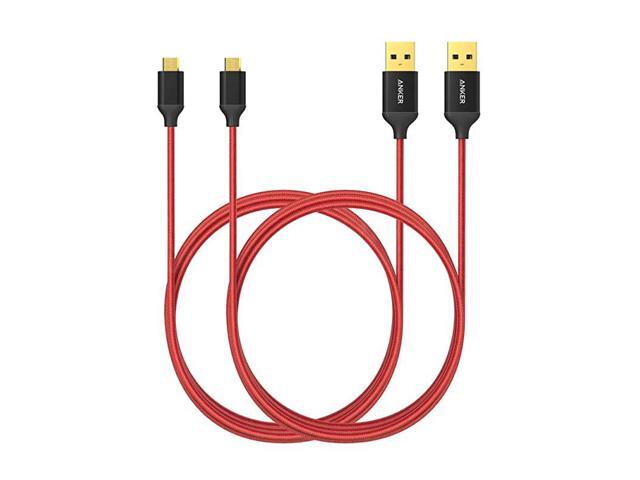 2Pack 6ft 18m Nylon Braided TangleFree Micro USB Cable with GoldPlated Connectors for Android Samsung HTC Nokia Sony and More Red