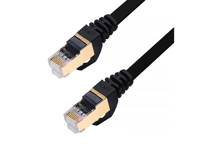 Cat7 Ethernet Cable 10 FT 2Pack Black Cat7 Flat RJ45 Computer Internet LAN Network Ethernet Patch Cable Cord 10 Feet