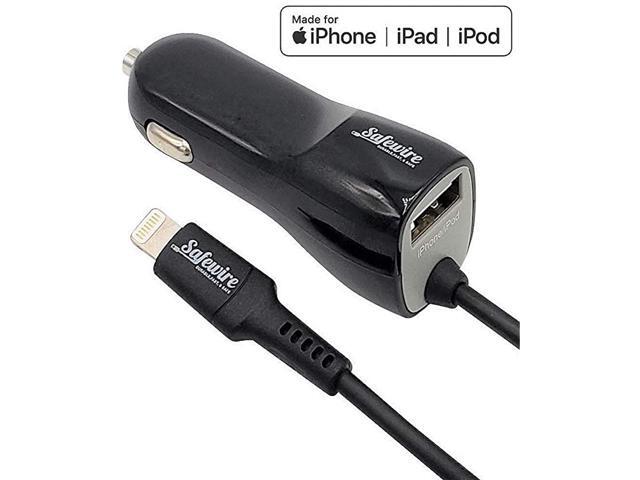 Certified iPhone Car Charger - Ultra Durable 4ft Coiled Lightning Cable - 34 Amp Rapid Power - iPhone 12 11 Pro Max XS XR X 8 Plus 7 6S 6 SE 5S 5C