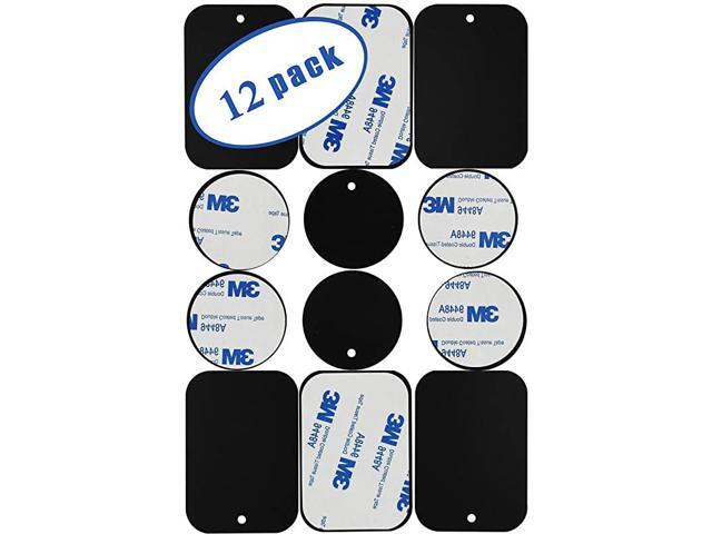 Metal Plates with 3M Adhesive for All Magnetic Car Mounts Cell Phone Tablet Holder CradleLess Air Vent Mount 6 Rectangular 6 Round Black