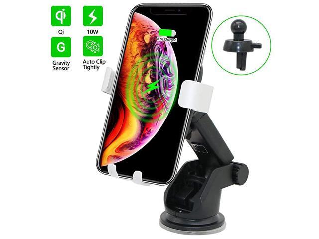 Car Charger Mount QI Fast Charging Auto Clamping Phone Holder Air Vent Compatible with Samsung Galaxy S10 S9 S8 S7 Edge Note 8 5 + iPhone X Xs Max