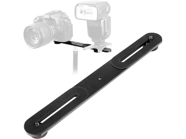 14 Dual Camera Mount Flash Bracket Extension Bar 106 Straight Flash Bracket Tripod Mount Bracket for DSLR Camera LED Light Flash Light Microphone