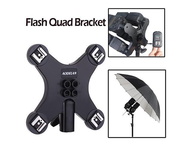 Camera Flash Bracket Light 4 Hot Shoe Sync Speedlite Mount and 4 Umbrella Reflector Holders for Canon Nikon Olympus Panasonic Pentax Fuji and Other