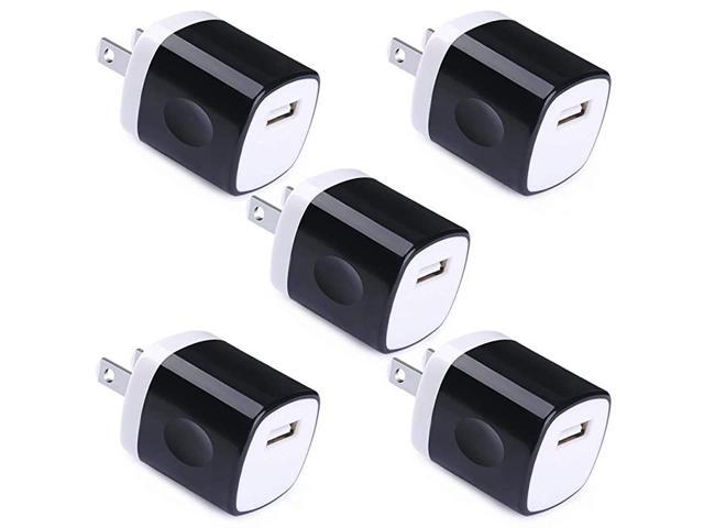 USB Wall Plug 5 Pack 1Amp 5V Single Port USB Power Adapter Charger Plug Cube Block Box Compatible with Phone Xs XR X 8 7 6S 6 Plus 5 Samsung S10