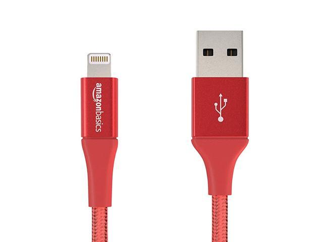 Double Braided Nylon Lightning to USB Cable Advanced Collection MFi Certified Apple iPhone Charger Red 4 Inch
