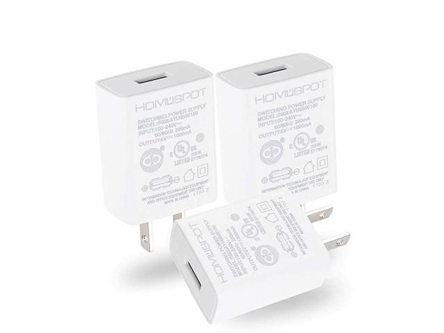 UL Certified USB Wall Charger 5V1A Plug inDoor Power AC Adapter 3 Pack Travel Office Home Use White