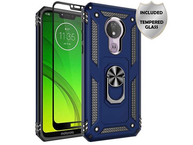 Moto G7 Power Case Moto G7 Supra Case Military Grade Drop Protection Defender Kickstand Case with Tempered Glass Screen Protector for Moto G7
