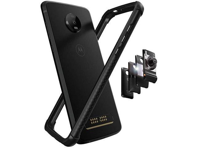 Motorola Moto Z4 Protective Flexible Double Injection Technology TPU+PC Bumper Case CoverCompatible with Moto Mods All Matte Black