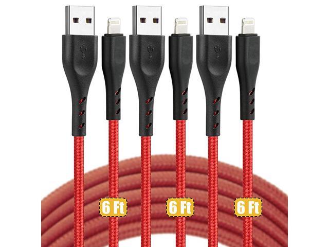 Apple MFi Certified 3 Pack Lightning Cable 6ft6 feet iPhone Charger Cord 6 Foot Long Nylon Braided Charging Cord Compatible with iPhone 11 XsXS
