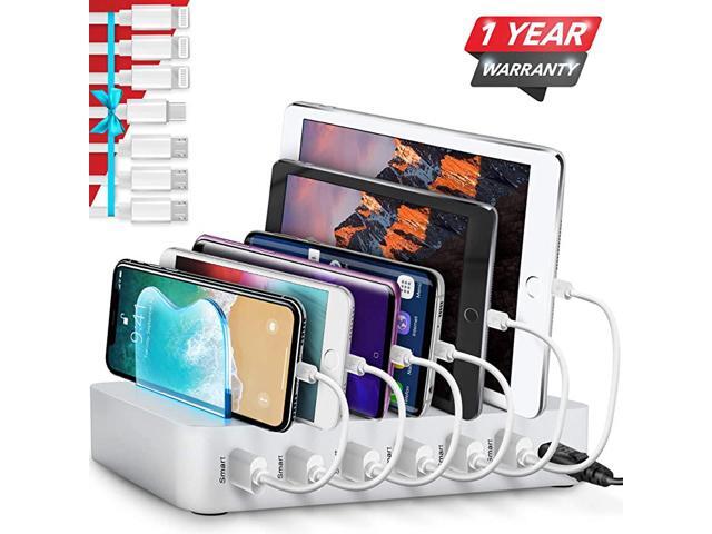 USB Charging Station Dock 6Port Fast Charge Docking Station for Multiple Devices Multi Device Charger Organizer Compatible with Apple iPad iPhone