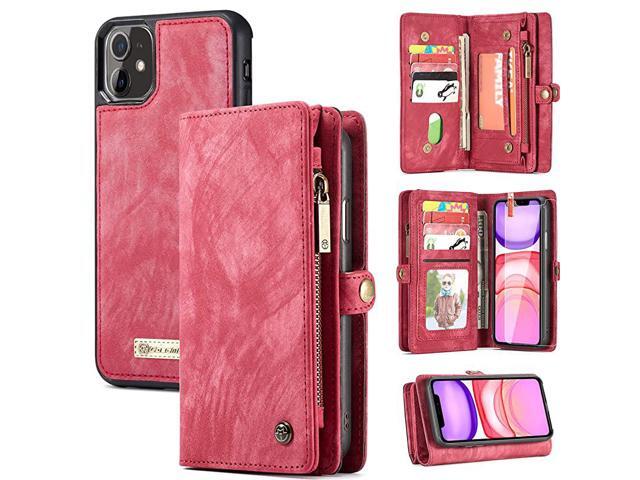 iPhone 11 Wallet Case 2 in 1 Leather Zipper Detachable Magnetic 11 Card Slots Card Slots Money Pocket Clutch Cover with Screen Protector for 61