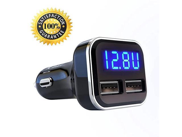 48A 24W Dual USB Car Charger Volt Meter Car Battery Monitor with LED Voltage Amps Display for iPhone 7 6s Plus iPad ProAir 2 Mini Galaxy S7 S6