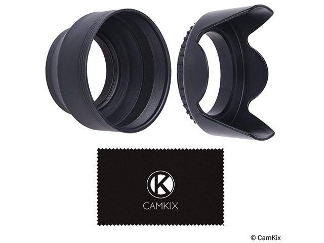 Set of 2 Camera Lens Hoods Rubber Collapsible + Tulip Flower Sun ShadeShield Reduces Lens Flare and Glare Blocks Excess Sunlight for Enhanced