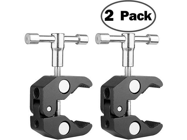 Super Clamp Crab Clamp Photography w 14 and 38 Thread Rod Clamp Pliers Clip for DSLR Rig Cameras 15mm Rods Lights Umbrellas Hooks Plate Glass Cross