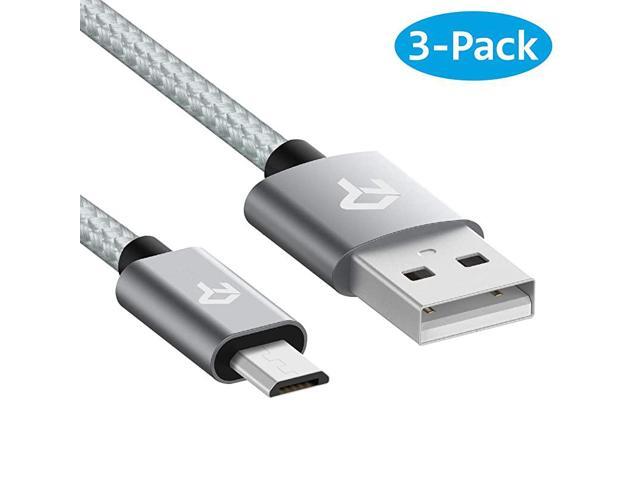 Micro USB Cable High Speed Data and Charging Nylon Braided Charger Cord 3Pack 3 Feet