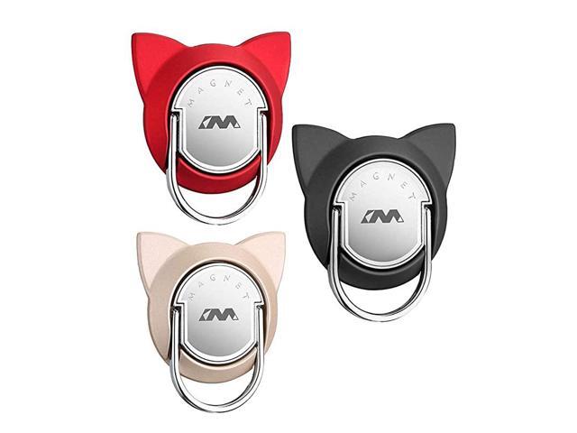 Cell Phone Ring Holder Stand for Magnetic Car MountRotating Phone Finger Ring Holder Grip Pop Kickstand for Smartphones3 Pack Red Gold Black