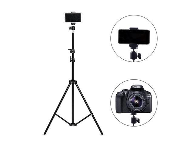 to 82 Inch Extendable Tripod with Mobile Phone Clip Mount Camera Tripod Compatible with Most Cell Phones DSLRs Digital Cameras and Action Cameras