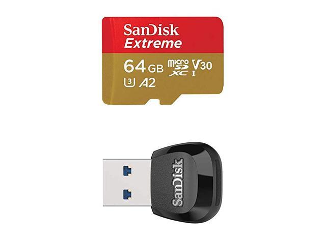 Extreme 64GB microSD UHSI Card with Adapter 160MBs with MobileMate USB 30 microSD Card Reader