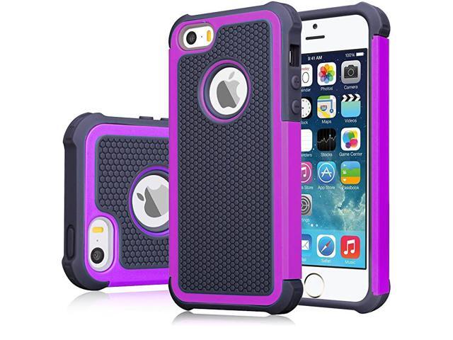 iPhone SE Case iPhone 5S Cover Shock Absorbing Hard Plastic Outer + Rubber Silicone Inner Scratch Defender Bumper Rugged Hard Case Cover for Apple