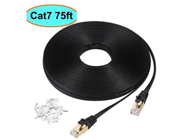 Cat7 Ethernet Cable 75 ft Shielded STP High Speed Flat RJ45 Cat7Category 7 Internet LAN Computer Patch Cord Cable Faster Than Cat5Cat675 Feet