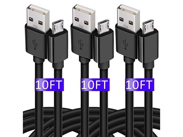 USB Cable 10FT3 Pack Extra Long Durable Charging Cord Quick Charger Cable for Android Samsung Galaxy S7 S6 Edge Moto PS4 Xbox MP3 Camera Echo Dot