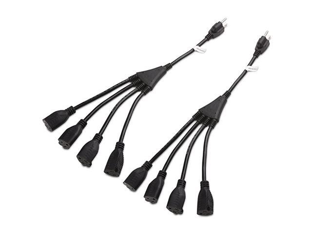 2Pack 4 Outlet Power Splitter Cord Power Cord Splitter 15 Feet