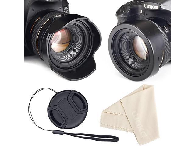 Reversible Tulip Flower Lens Hood Set Unique Design Camera Lens Hood for Canon Nikon Sony DSLR + Center Pinch Lens Cap with Cap Keeper Leash +