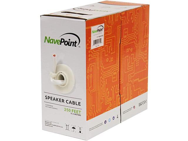 250ft in Wall Audio Speaker Cable Wire CL2 142 AWG Gauge 2 Conductor Bulk White