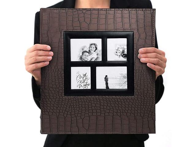 Photo Album 600 Pockets Large Capacity Leather Cover Sewn Bonded Wedding Family Photo Albums Holds 600 Horizontal and Vertical 4x6 Photos with