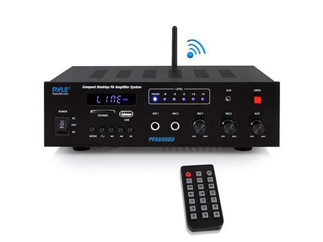 Wireless Bluetooth Karaoke Amplifier Home Car Bus Tours 300 Watts 2 Channel Digital Home Audio PA Receiver System 2 Microphone Input Control FM