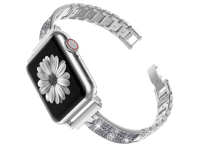 Compatible with Apple Watch Band Rose Gold Women 40mm Series SE 6 5 4 Stainless Steel Bracelet Replacement Wristband Jewelry Pink Compatible with