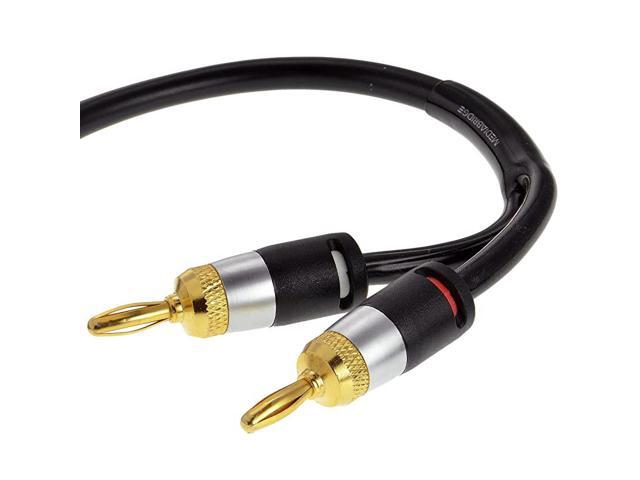 12AWG Ultra Series Speaker Cable Gold Plated Banana Tips 25 FT CL2 999 Oxygen Free Black SWT12B25B