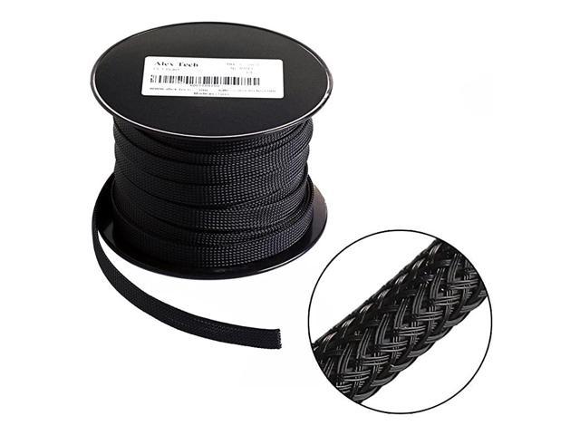 NeweggBusiness - 100ft 12 inch PET Expandable Braided Sleeving Black braided  cable sleeve