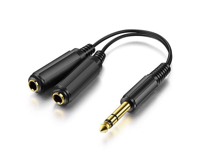 635mm Stereo PlugMale to Dual 635mm JackFemale Splitter Adapter Cable Converter 06 feet