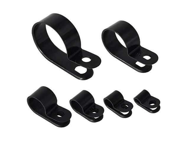 Cable Clamp 200 Pcs Black Nylon Screws Plastic RType Cable Clamp Clips Fasteners Assortment for Cable Conduit 6 Sizes 316 to 1