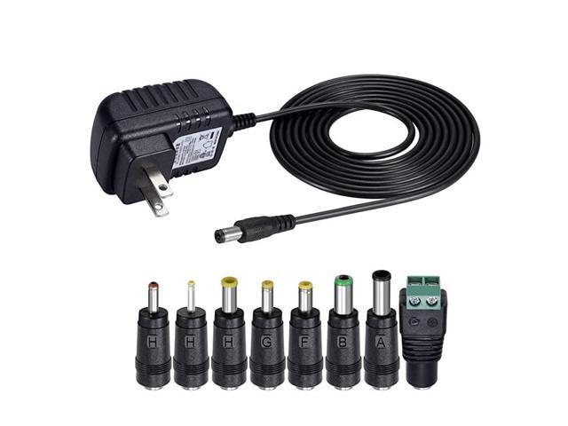 12V 1A AC Adapter Charger Replacement w8 Tips Regulated Power Supply Cord for LED Strip Light CCTV Camera BT Speaker GPS Webcam Router DC12V
