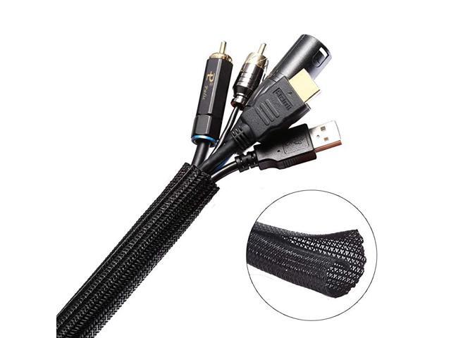 10ft 38 inch Cable Management Sleeve Wire Loom Cord Protector Self Wrap Cable Sleeve Split Sleeving Cord Organizer For TV Computer Automotive
